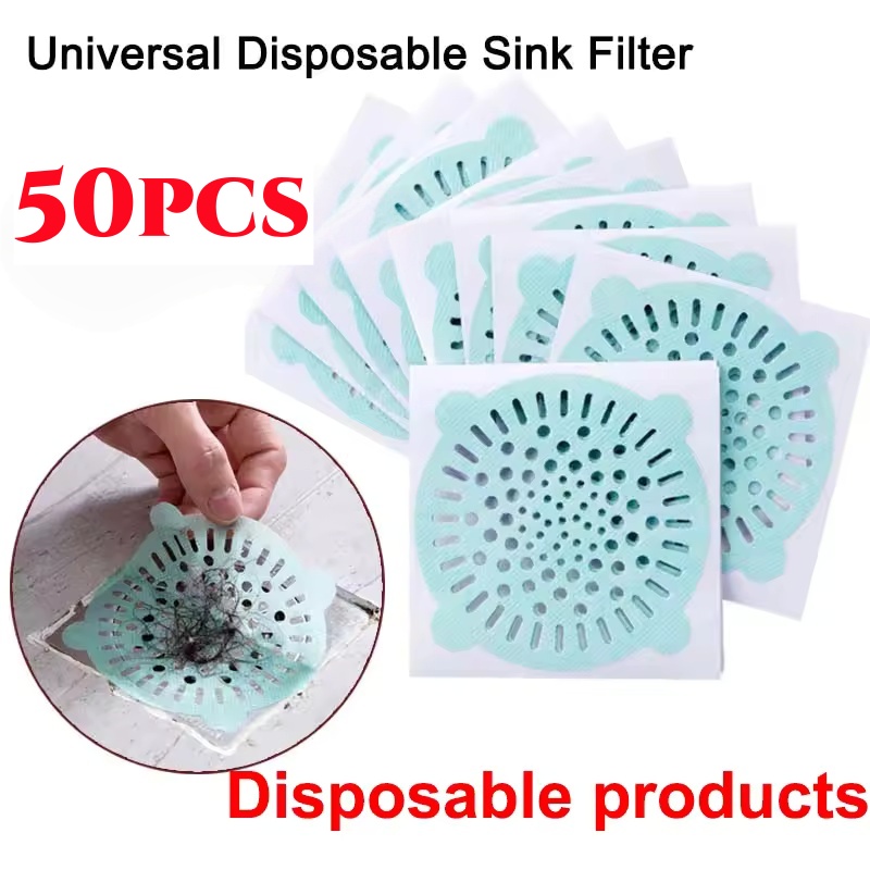 Drain Hair Catcher - สติ๊กเกอร์กันอุดตันท่อระบายน้ำแบบใช้แล้วทิ้ง ขนาด 10x10 ซม. จำนวน 50