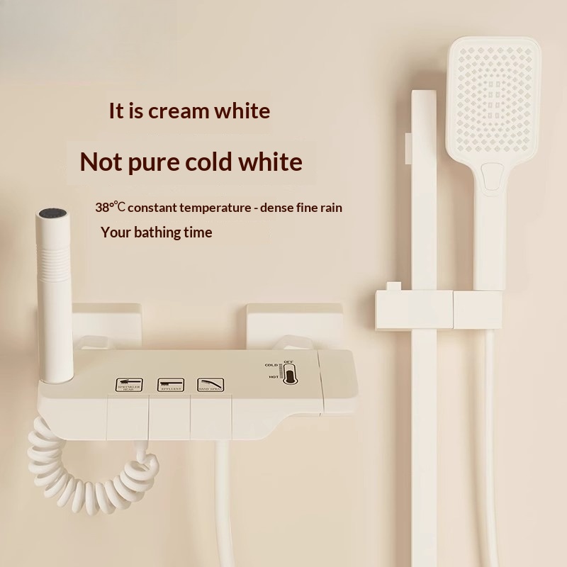 Home Bathroom Set - ชุดฝักบัวอาบน้ำแบบไร้สาย รุ่นครีมมี่ อีซี่ ท็อปเลส ทำจากทองแดงทั้งชุด พร้อมระบบควบคุมอุณหภูมิ