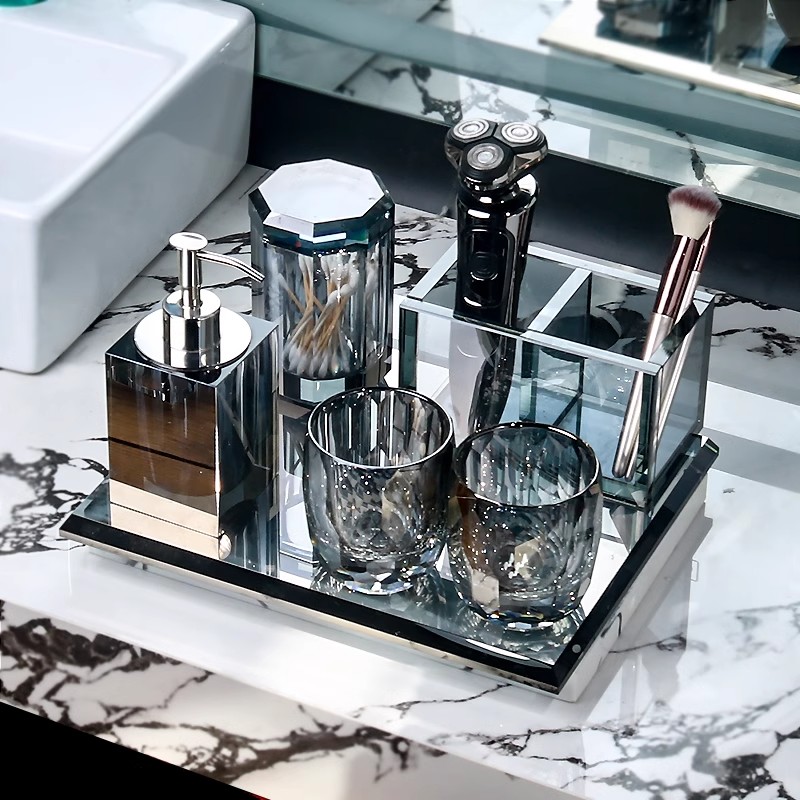 Zara Home Bathroom - โมเดิร์นหรูหราความคิดสร้างสรรค์แก้วคริสตัลชุดแป้งแปรงสีฟันถ้วยชั้นเก็บเรียบง่ายแฟชั่นคู่ชุดอุปกรณ์