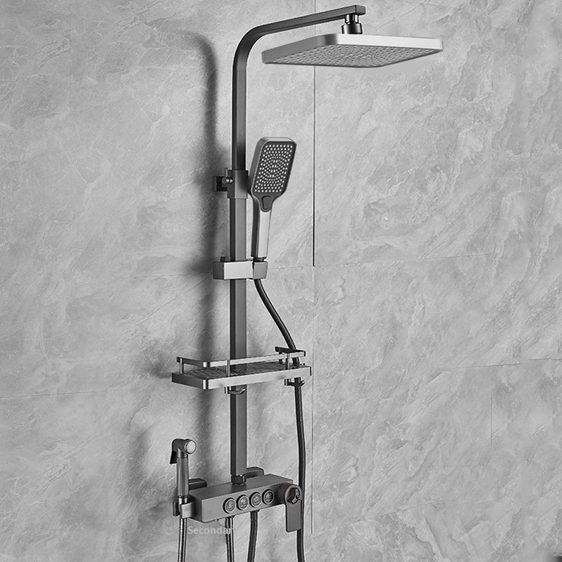 Home Bathroom Set - ชุดฝักบัวสแตนเลส ป้องกันตะกรัน ทำความสะอาดตัวเอง ฝักบัวแบบเรนชาวเวอร์ แรงดันสูง สำหรับอาบน้ำที่บ้าน