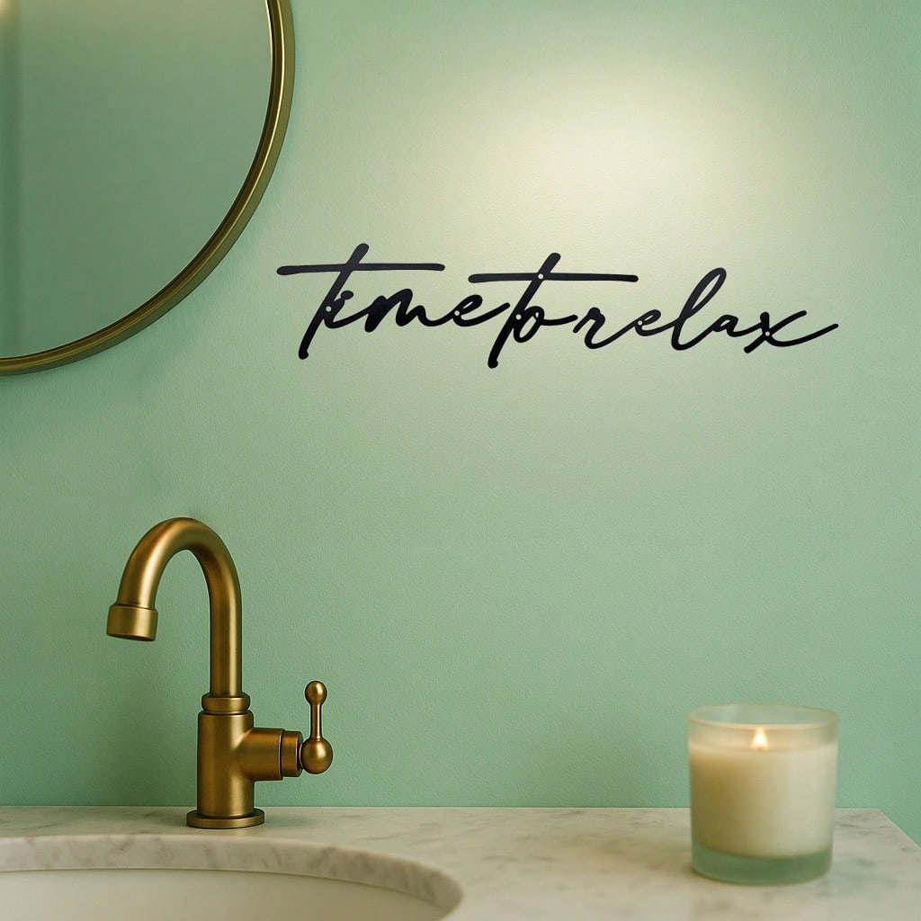 Home Bathroom Set - ชุดงานศิลปะติดผนังโลหะสีดำ 3 ชิ้น ของตกแต่งบ้านสไตล์โมเดิร์น สำหรับตกแต่งห้องนั่งเล่น ห้องนอน