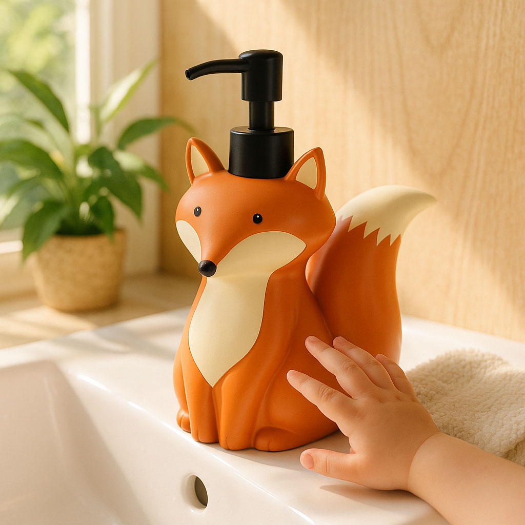 Zara Home Bathroom - ขวดจ่ายสบู่ฟ็อกซ์น่ารัก 320ML/500ML – การออกแบบสัตว์แบบรีฟิลสําหรับสบู่มือ, แชมพู, เจลอาบน้ํา,