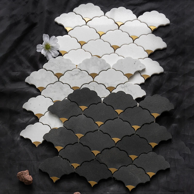 Home Bathroom Tiles Design - กระเบื้องโมเสคหินอ่อนธรรมชาติแบบฉีดน้ำ ขนาด 7 มม. เหมาะสำหรับห้องน้ำและห้องนั่งเล่น ดีไซน์ใหม่