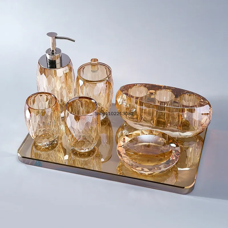 Zara Home Bathroom - ชุดอุปกรณ์ในห้องน้ำคริสตัลสุดหรู ขวดใส่เจลล้างมือ แก้วน้ำยาบ้วนปาก ถาดใส่สบู่ ถาดเก็บของ อุปกรณ์ในห้องน้ำ