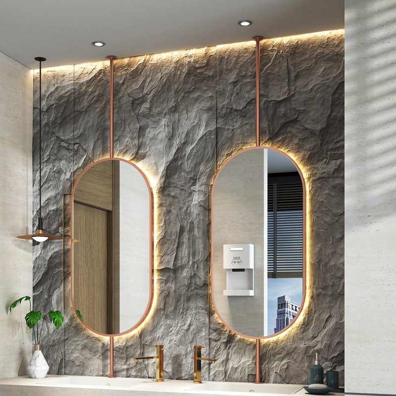 Home Living Bathroom Vanity - ขนาด 60x90 ซม. กระจกแขวนเพดานรูปวงรี ตกแต่งบ้านสไตล์โมเดิร์นเรียบง่าย กระจกแต่งหน้าในห้องน้ำ