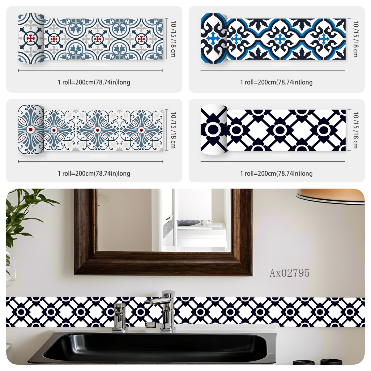สติกเกอร์ขอบกระเบื้องสไตล์โบโฮ - Home Bathroom Tiles Design บทวิจารณ์และราคา