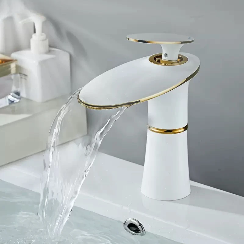 ก๊อกน้ำตกอ่างล้างหน้า สีขาวทอง - Home Hardware Bathroom Sinks บทวิจารณ์และราคา