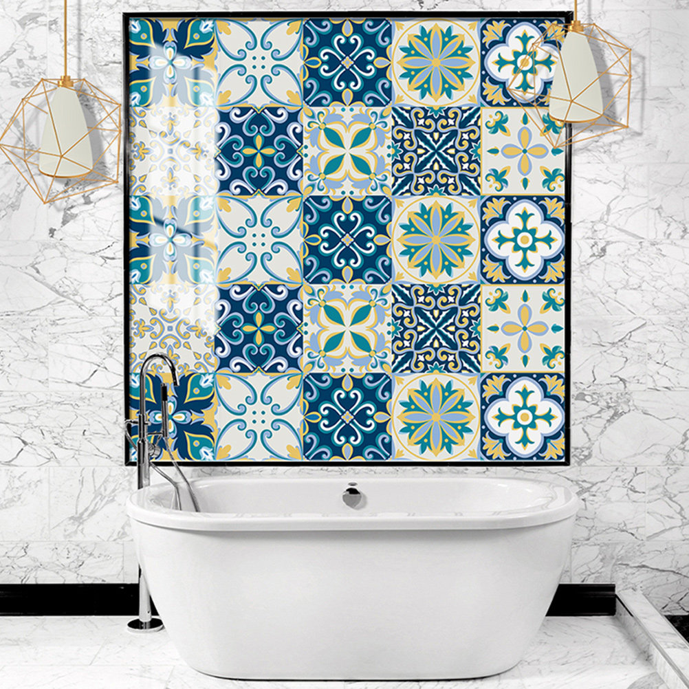 สติ๊กเกอร์ติดกระเบื้อง PVC แบบ - Home Bathroom Tiles Design บทวิจารณ์และราคา