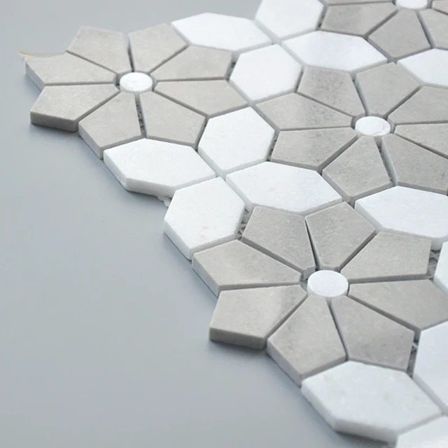 กระเบื้องโมเสคหินอ่อนสีขาวผสมบ - Home Bathroom Tiles Design บทวิจารณ์และราคา