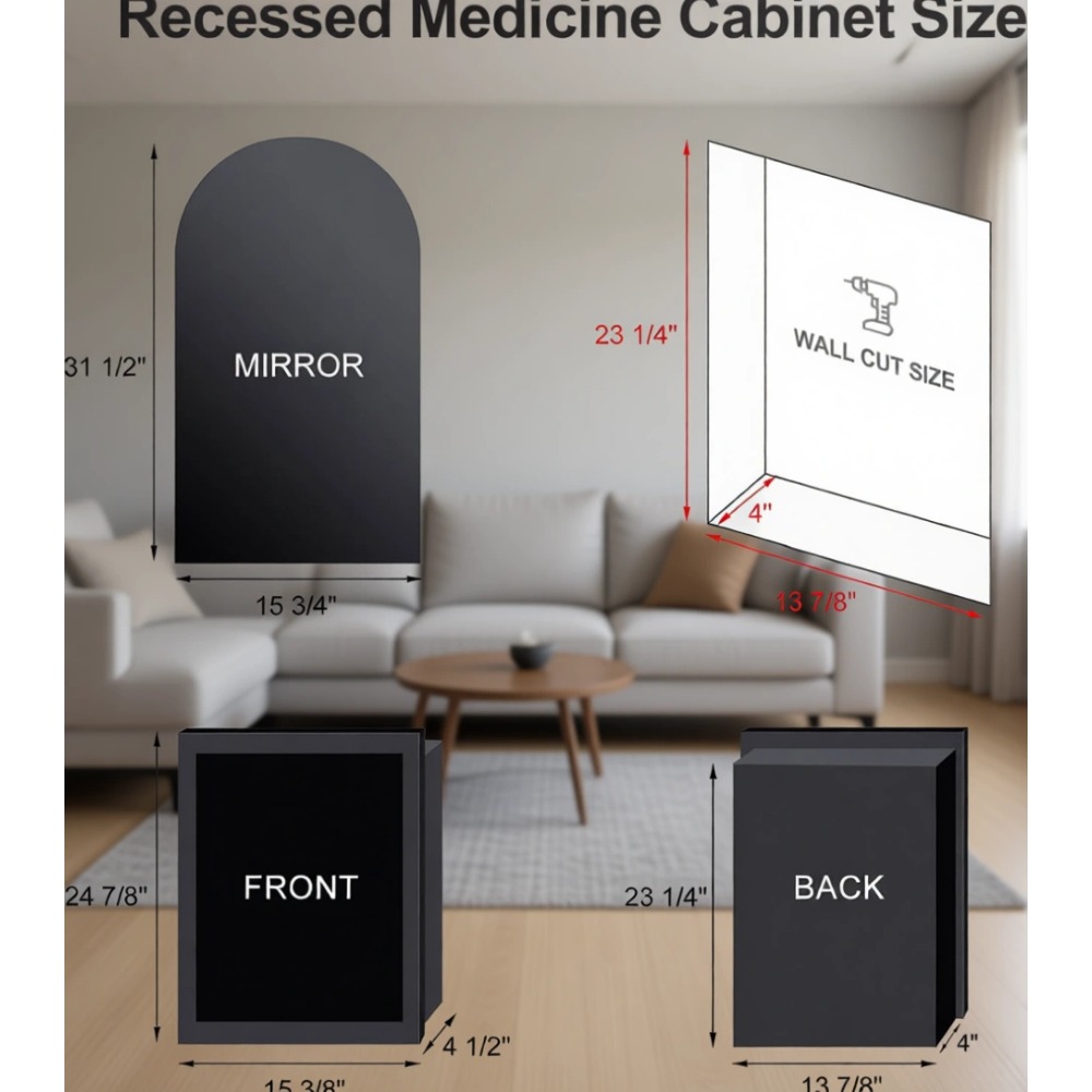 ตู้ยาแบบโค้งพร้อมกระจกและชั้นว - Bathroom Cabinet Mirror บทวิจารณ์และราคา