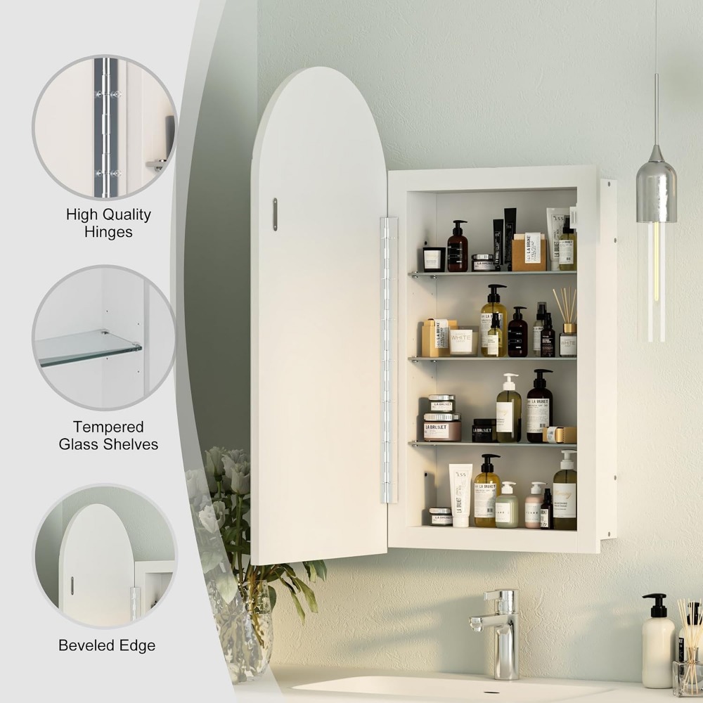 ตู้ยาแบบโค้งพร้อมกระจกและชั้นว - Bathroom Cabinet Mirror บทวิจารณ์และราคา