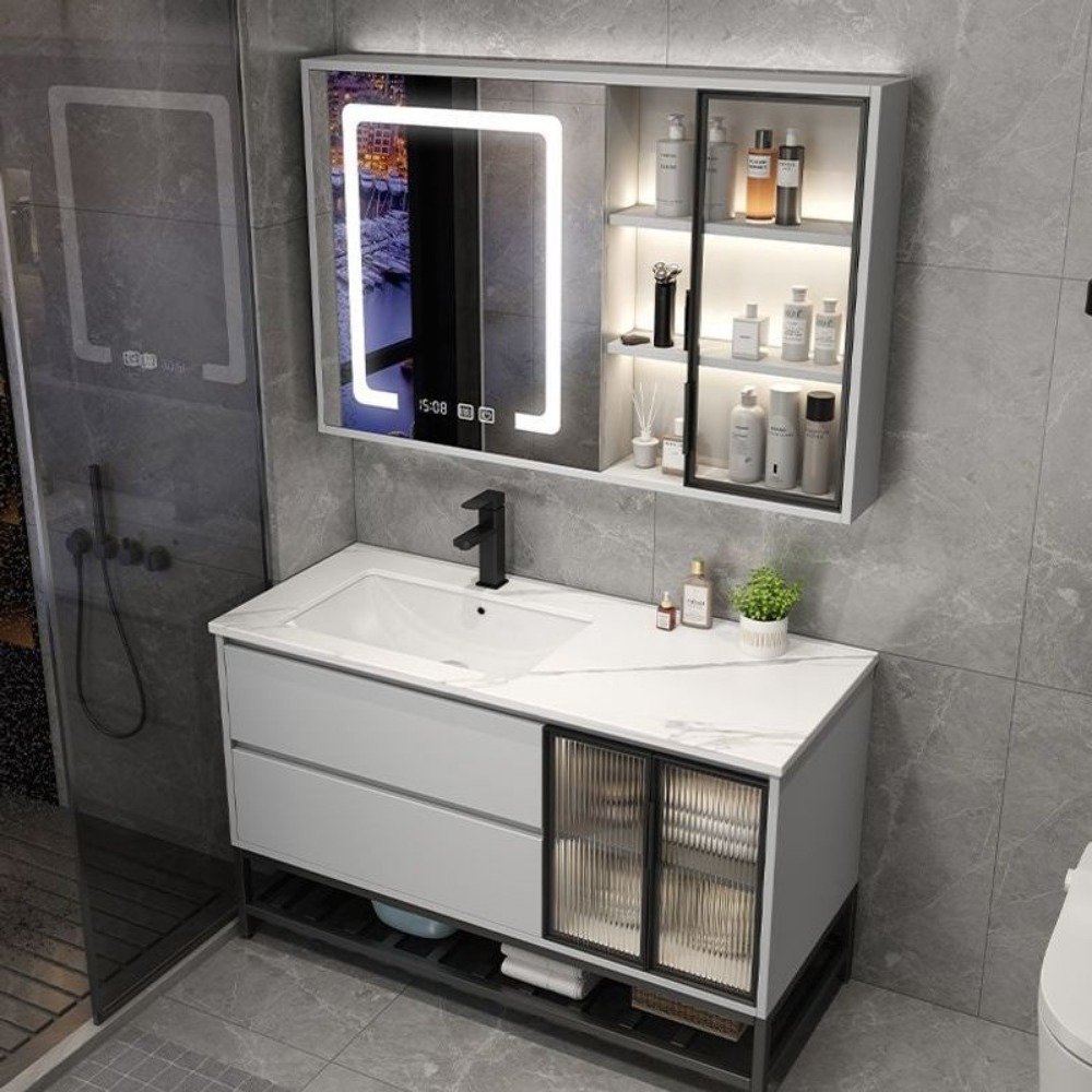 ตู้ห้องน้ำหินอ่อนหรูหราแบบเรีย - Bathroom Cabinet Mirror บทวิจารณ์และราคา
