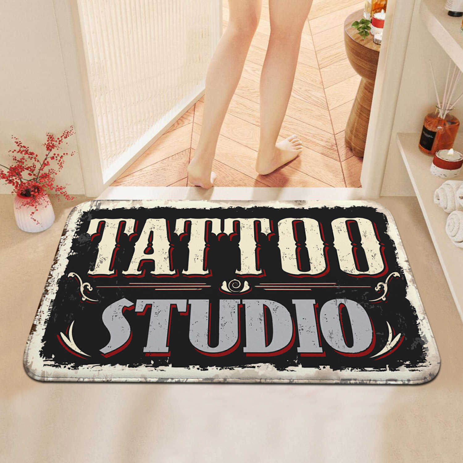 Tattoo Shop Mat ในร่มยินดีต้อน - Zara Home Bathroom Accessories บทวิจารณ์และราคา