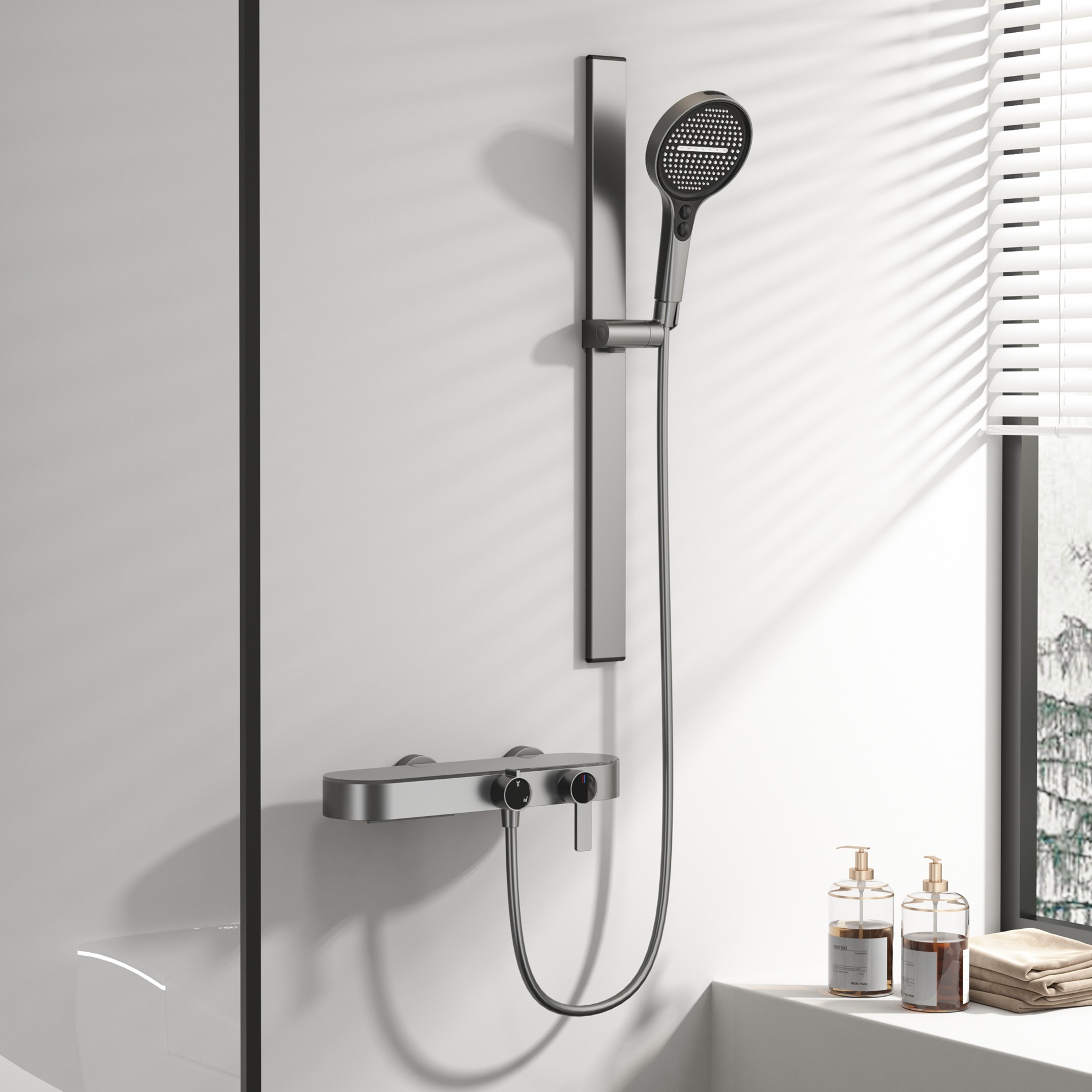 ชุดฝักบัวสีเทากันเมทัลสำหรับใช - Home Bathroom Set บทวิจารณ์และราคา
