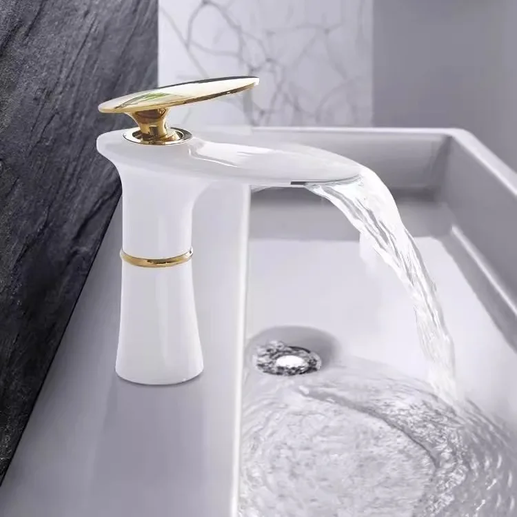 ก๊อกน้ำตกอ่างล้างหน้า สีขาวทอง - Home Hardware Bathroom Sinks บทวิจารณ์และราคา