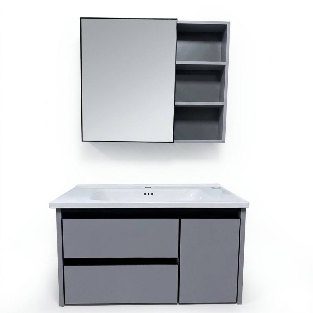 ตู้ห้องน้ำแบบติดผนังทันสมัยเป็ - Home Living Bathroom Vanity บทวิจารณ์และราคา